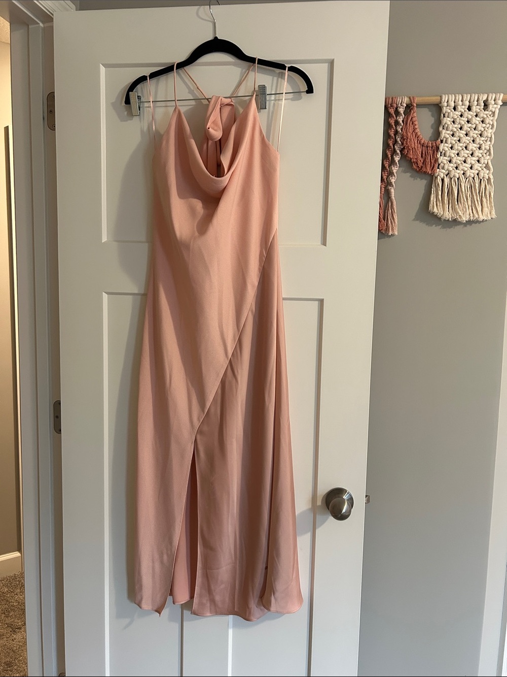 Cushnie Blush Pink Draped Midi Slip Dress